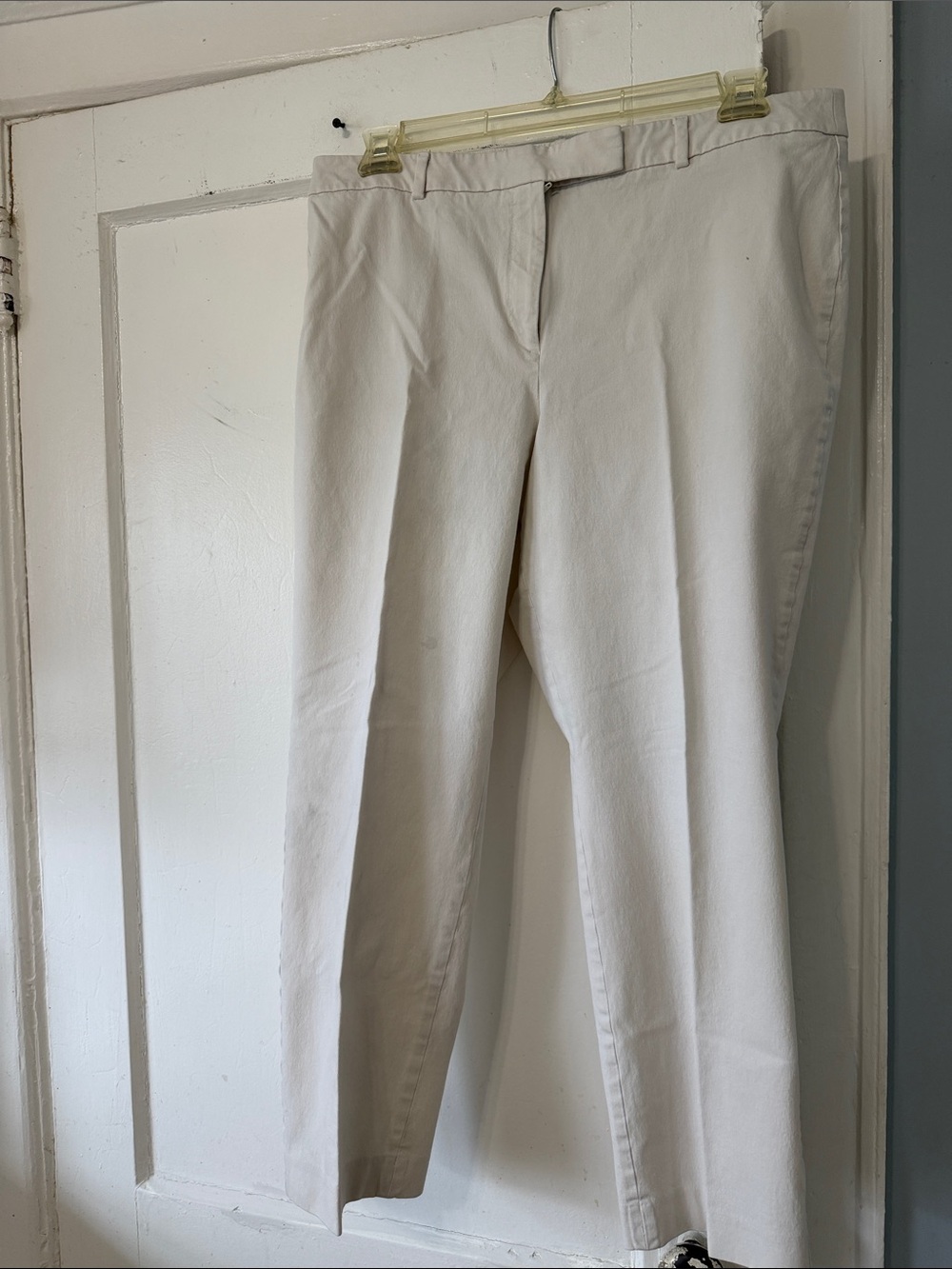 Classic Straight-Leg Dress Pants in Light Beige